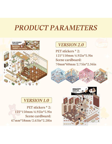 16 Pegatinas 3D DIY Bosjct para Crear Escenas Kawaii