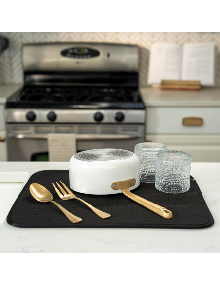 Alfombrilla Secar Platos S&T INC. Microfibra 40.6x45.7cm Negra