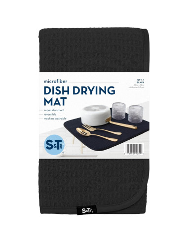 Alfombrilla Secar Platos S&T INC. Microfibra 40.6x45.7cm Negra