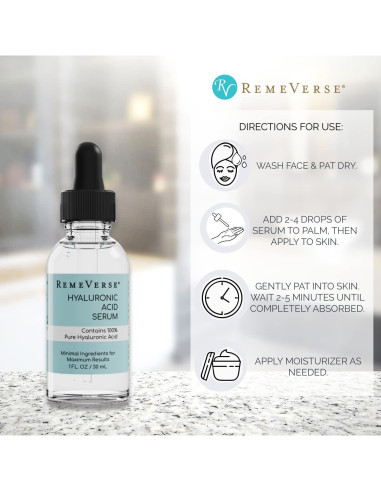 Suero de Ácido Hialurónico RemeVerse 28.35 g - Hidratación Intensiva