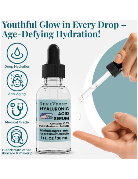 Suero de Ácido Hialurónico RemeVerse 28.35 g - Hidratación Intensiva Suero de Ácido Hialurónico RemeVerse 28.35 g - Hidratación Intensiva