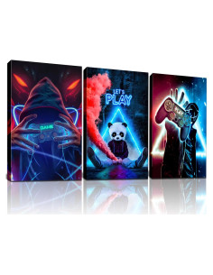 Arte de Pared Enmarcado 3 Piezas Videojuegos NCYEL 30.48x40.64cm