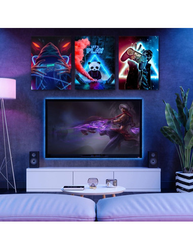 Arte de Pared Enmarcado 3 Piezas Videojuegos NCYEL 30.48x40.64cm