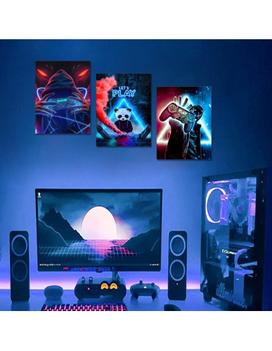 Arte de Pared Enmarcado 3 Piezas Videojuegos NCYEL 30.48x40.64cm