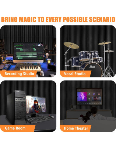 Paquete de 2 Paneles Acústicos Absorbentes 121.9x61.0 cm Negro