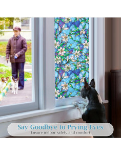 Película de Privacidad Coavas 44.5x200cm Vinilo Floral 2