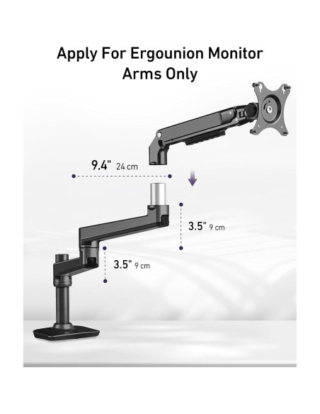 Brazo de Monitor de Extensión ErgoUnion Negro para Soporte E