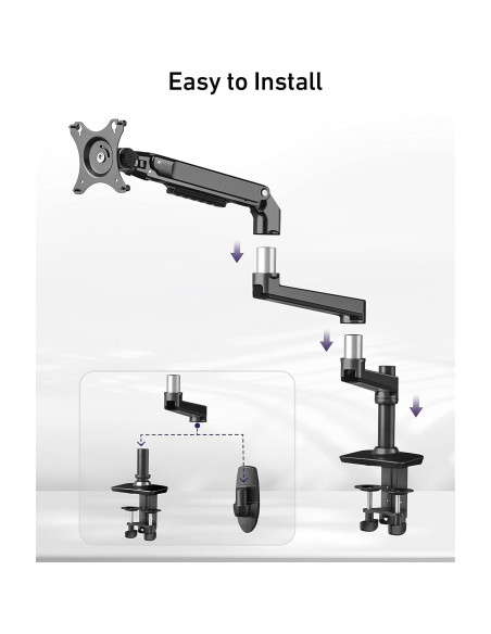 Brazo de Monitor de Extensión ErgoUnion Negro para Soporte E