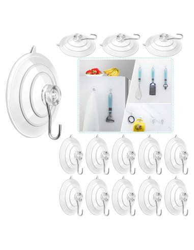 14 Ventosas de PVC Transparente ETwinCoo con Ganchos Metal 1.36 Kg