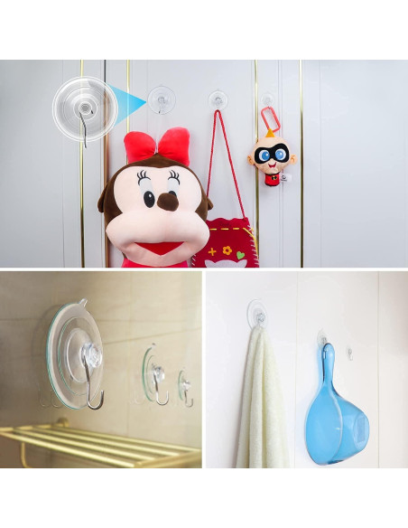 14 Ventosas de PVC Transparente ETwinCoo con Ganchos Metal 1.36 Kg 14 Ventosas de PVC Transparente ETwinCoo con Ganchos Metal 1.36 Kg