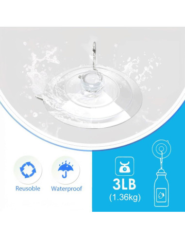 14 Ventosas de PVC Transparente ETwinCoo con Ganchos Metal 1.36 Kg