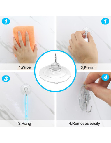 14 Ventosas de PVC Transparente ETwinCoo con Ganchos Metal 1.36 Kg