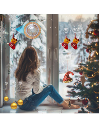 14 Ventosas de PVC Transparente ETwinCoo con Ganchos Metal 1.36 Kg