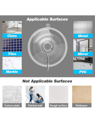 14 Ventosas de PVC Transparente ETwinCoo con Ganchos Metal 1.36 Kg