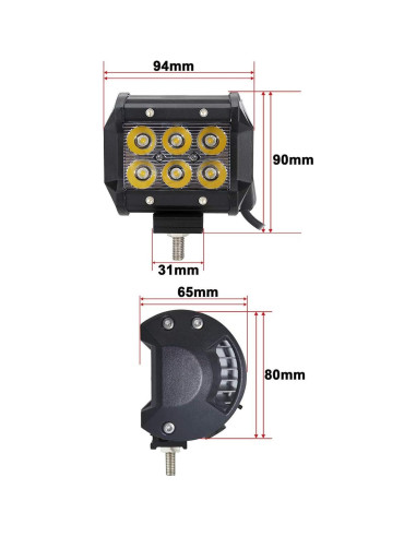 Barra de Luz LED Azul 18W AUXMOTEC 2 Pcs Impermeable 12V