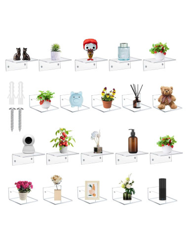 Estanterías Flotantes de Acrílico Juexica 20 Unidades 10x5cm