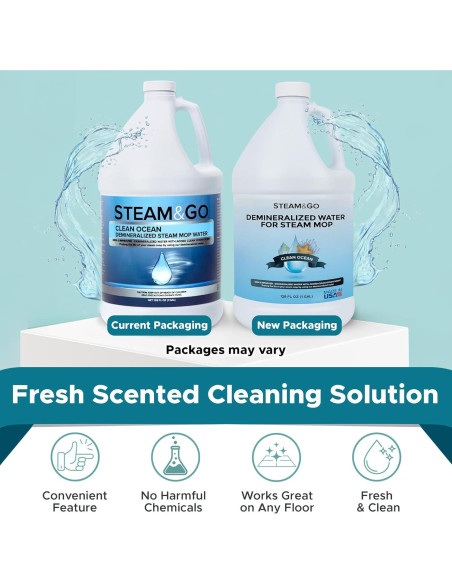 Agua Desmineralizada Steam & Go 3.78L - Limpieza Eficaz Aroma Océano