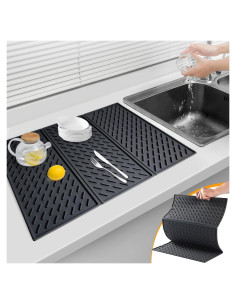 Tapete de Secado de Silicona Plegable NINGNVSHI 61x41cm Negro