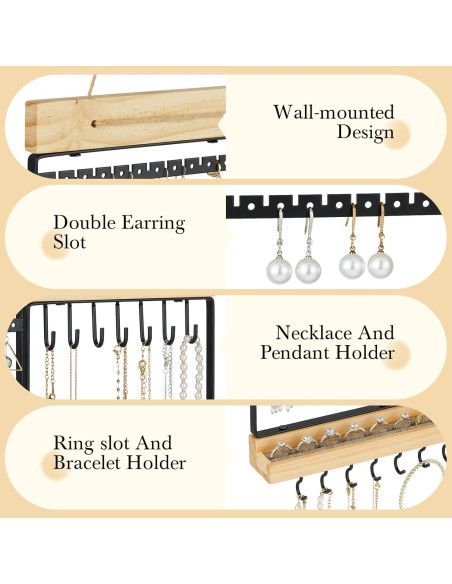 Organizador de Joyería Colgante Feyejade Negro 5 Niveles