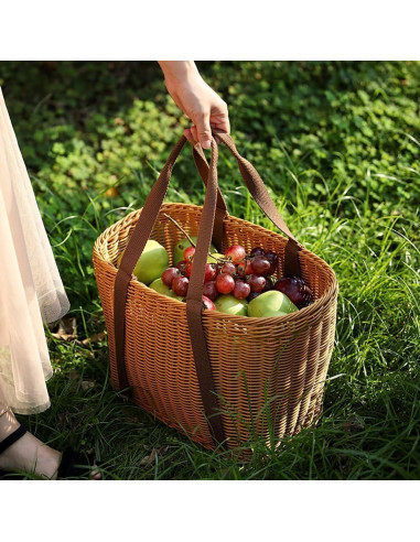 Cesta de Compras Tejida a Mano RT&BS Grande Marrón