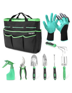 Juego de Herramientas de Jardín OUUTMEE 9 Piezas Acero Inoxidable