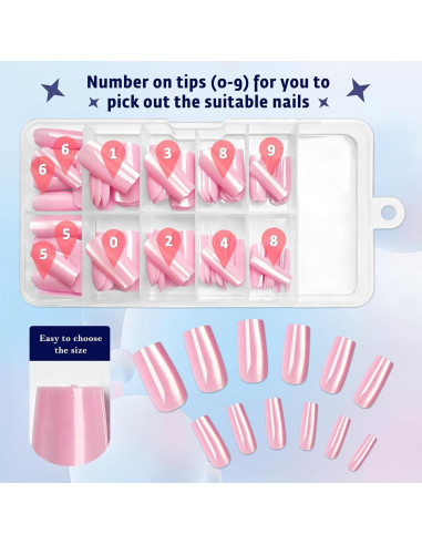 120 Uñas Postizas Acrílicas Medianas Rosa Bebé Bellelfin