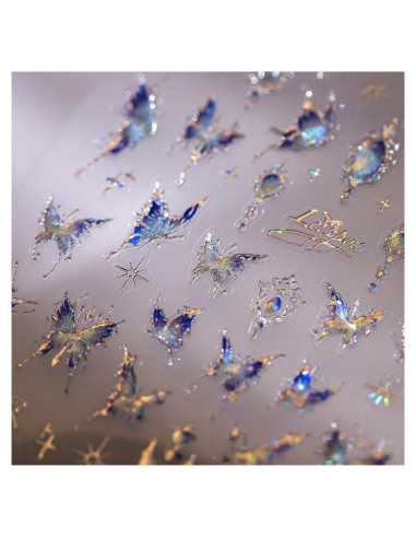 Calcomanías de Uñas 5D Mariposa Azul CTTHNBD - 1 Hoja