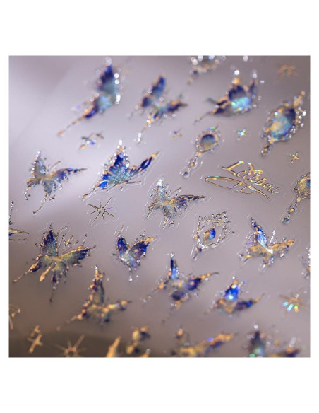 Calcomanías de Uñas 5D Mariposa Azul CTTHNBD - 1 Hoja