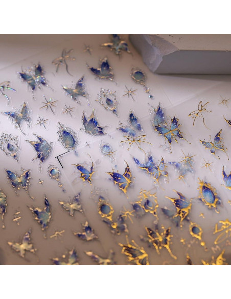 Calcomanías de Uñas 5D Mariposa Azul CTTHNBD - 1 Hoja