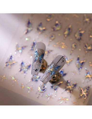 Calcomanías de Uñas 5D Mariposa Azul CTTHNBD - 1 Hoja
