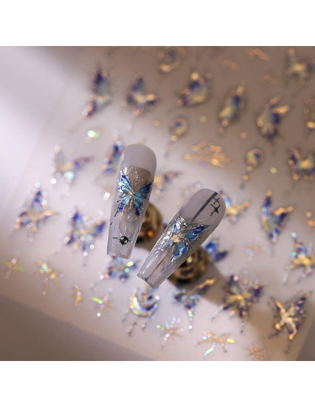 Calcomanías de Uñas 5D Mariposa Azul CTTHNBD - 1 Hoja