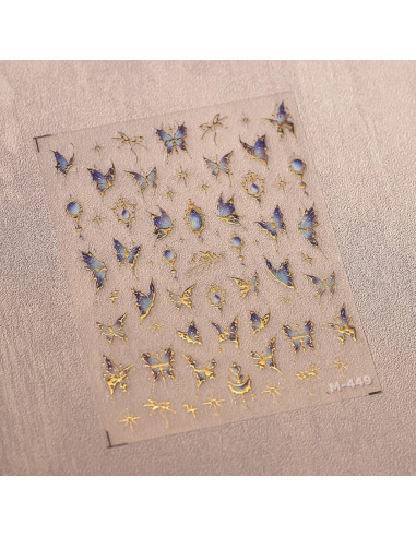 Calcomanías de Uñas 5D Mariposa Azul CTTHNBD - 1 Hoja