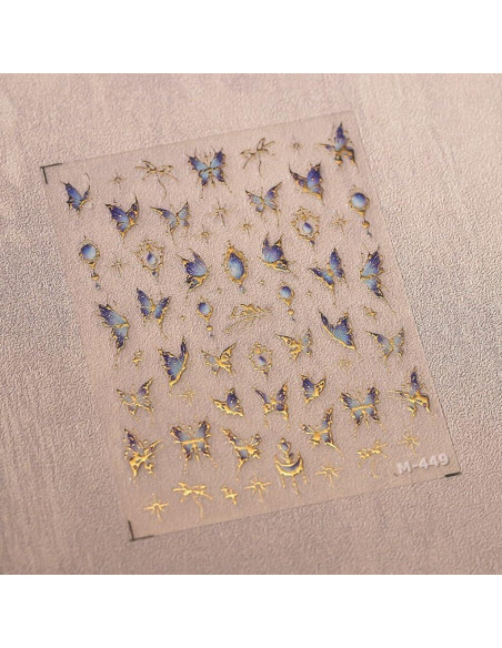 Calcomanías de Uñas 5D Mariposa Azul CTTHNBD - 1 Hoja