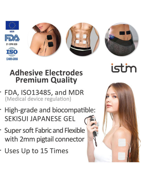 Electrodos iStim 5.08cm x 5.08cm - Gel Japonés 100% - 16 Piezas