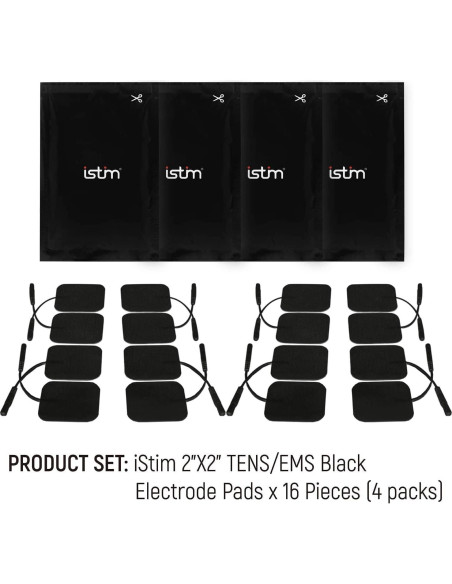 Electrodos iStim 5.08cm x 5.08cm - Gel Japonés 100% - 16 Piezas
