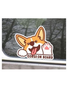 Calcomanía de Coche Corgi Asomando Vinilo Impermeable 20.32 cm
