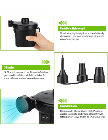 Bomba de Aire Eléctrica CAMULAND 130W con 3 Boquillas