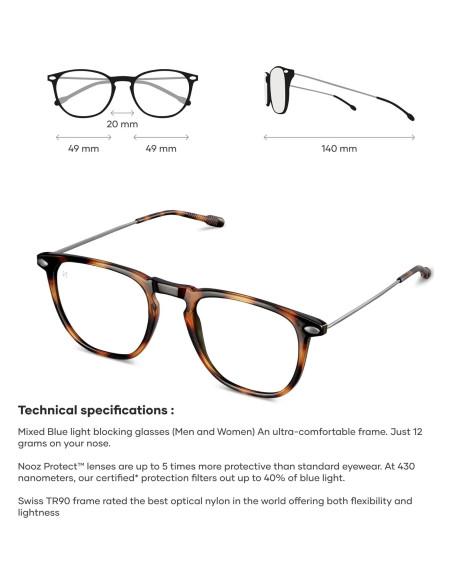 Gafas Anti Luz Azul Nooz Óptica Cuadradas Carey Transparentes Gafas Anti Luz Azul Nooz Óptica Cuadradas Carey Transparentes