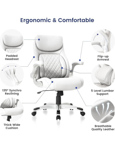 Silla de Oficina Ergonómica Nouhaus Click5 Blanca con Soporte Lumbar