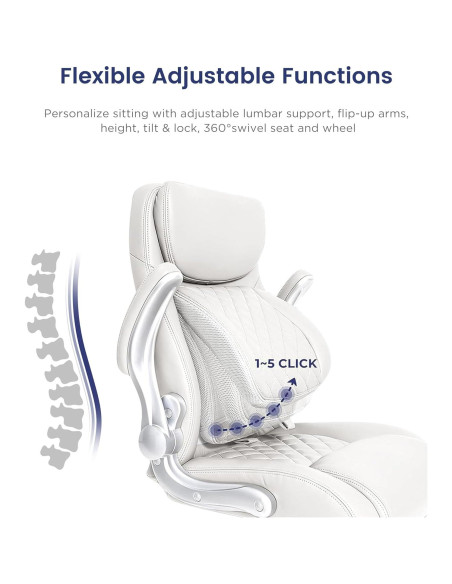 Silla de Oficina Ergonómica Nouhaus Click5 Blanca con Soporte Lumbar Silla de Oficina Ergonómica Nouhaus Click5 Blanca con Soporte Lumbar
