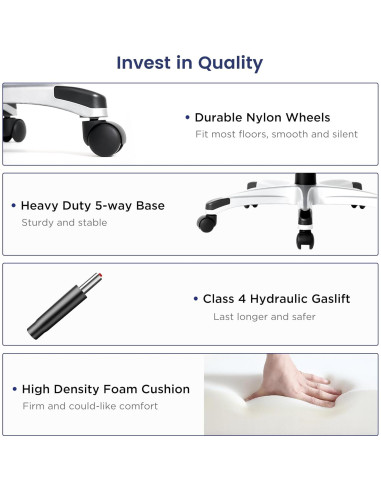 Silla de Oficina Ergonómica Nouhaus Click5 Blanca con Soporte Lumbar