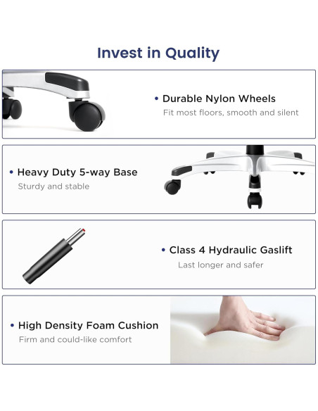 Silla de Oficina Ergonómica Nouhaus Click5 Blanca con Soporte Lumbar Silla de Oficina Ergonómica Nouhaus Click5 Blanca con Soporte Lumbar