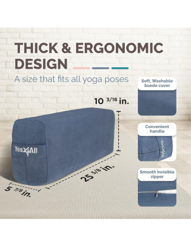 Almohada de Yoga Yes4All de Esponja 3 Capas Azul 68.5x25.4cm