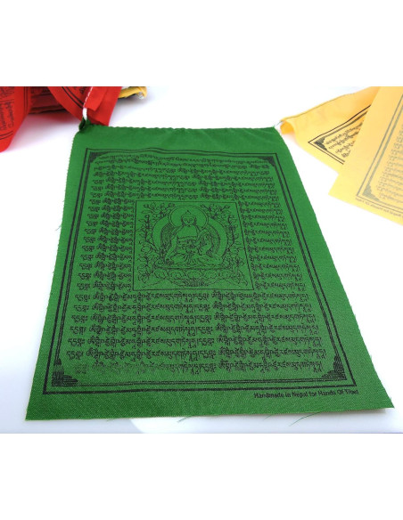 Banderas de Oración Tibetanas Hechas a Mano - Hands Of Tibet, 10 Piezas, 15x20 cm