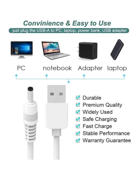 Cable de Carga USB E ECSEM para Limpiador Facial FOREO LUNA