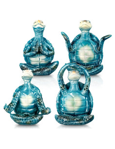 Conjunto de 4 Figuras de Tortuga Marina Yoga Resina