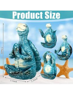 Conjunto de 4 Figuras de Tortuga Marina Yoga Resina 2