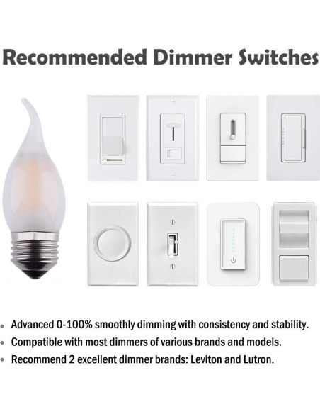 Bombilla LED Candelabra Opalray 2W Regulable 2700K - Paquete de 5 Bombilla LED Candelabra Opalray 2W Regulable 2700K - Paquete de 5