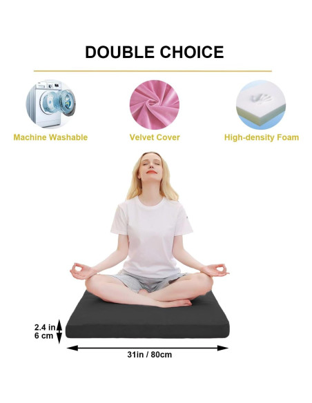 Alfombra de Meditación TokSay Terciopelo 78.74x78.74 cm Negra