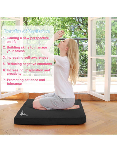 Alfombra de Meditación TokSay Terciopelo 78.74x78.74 cm Negra